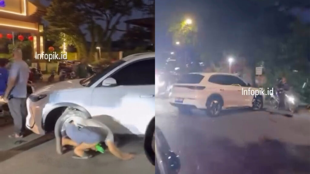 Geely EX5 patah as roda di PIK setelah benturan keras