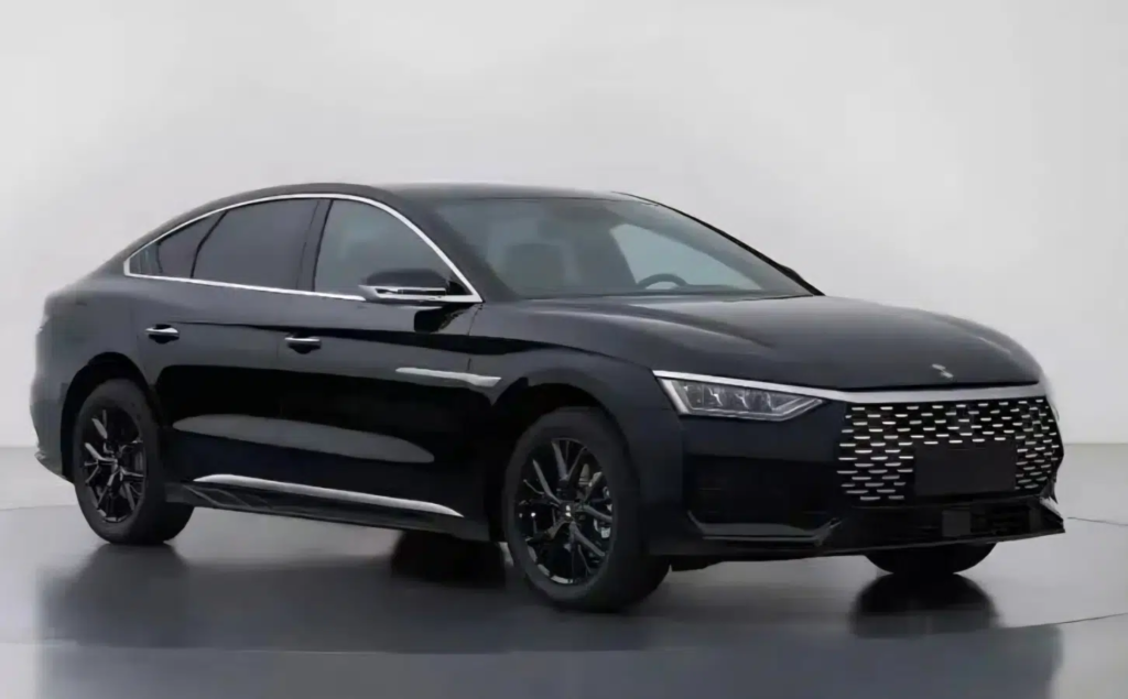 BYD Linghui e9 sedan listrik khusus taksi online dengan desain depan grille besar dan lampu LED tajam